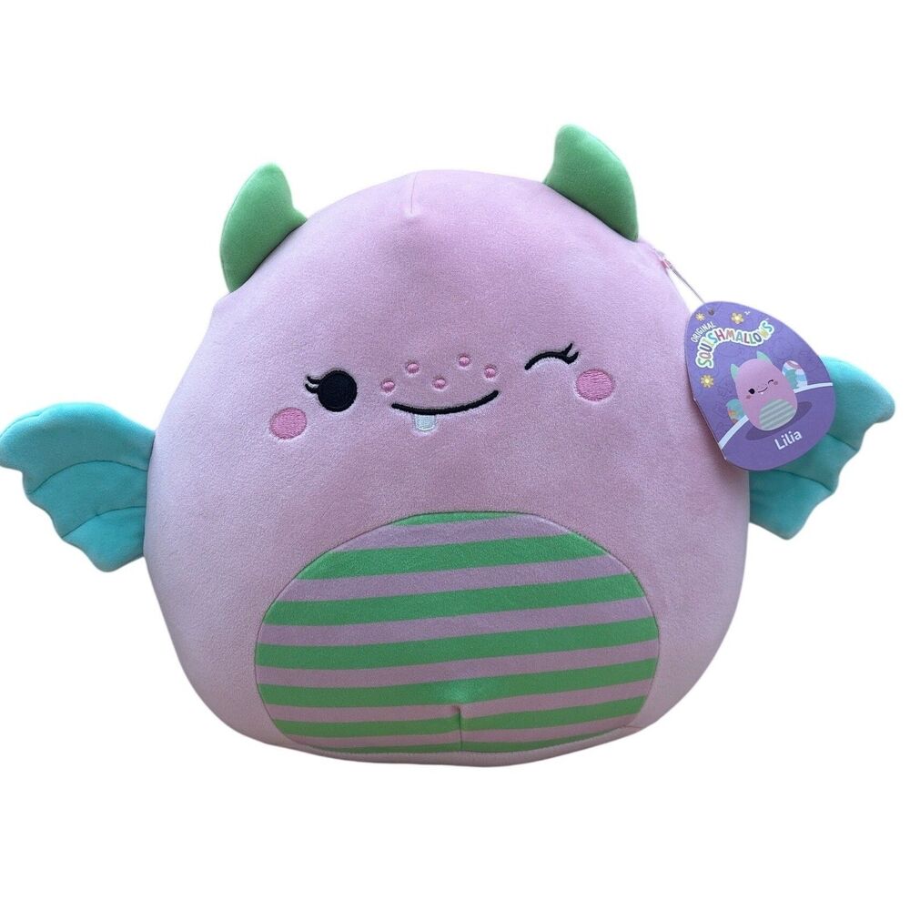 Squishmallows Lilia the Dragon 8 Inch Plush Lavender Green Pink Jazwares NWT